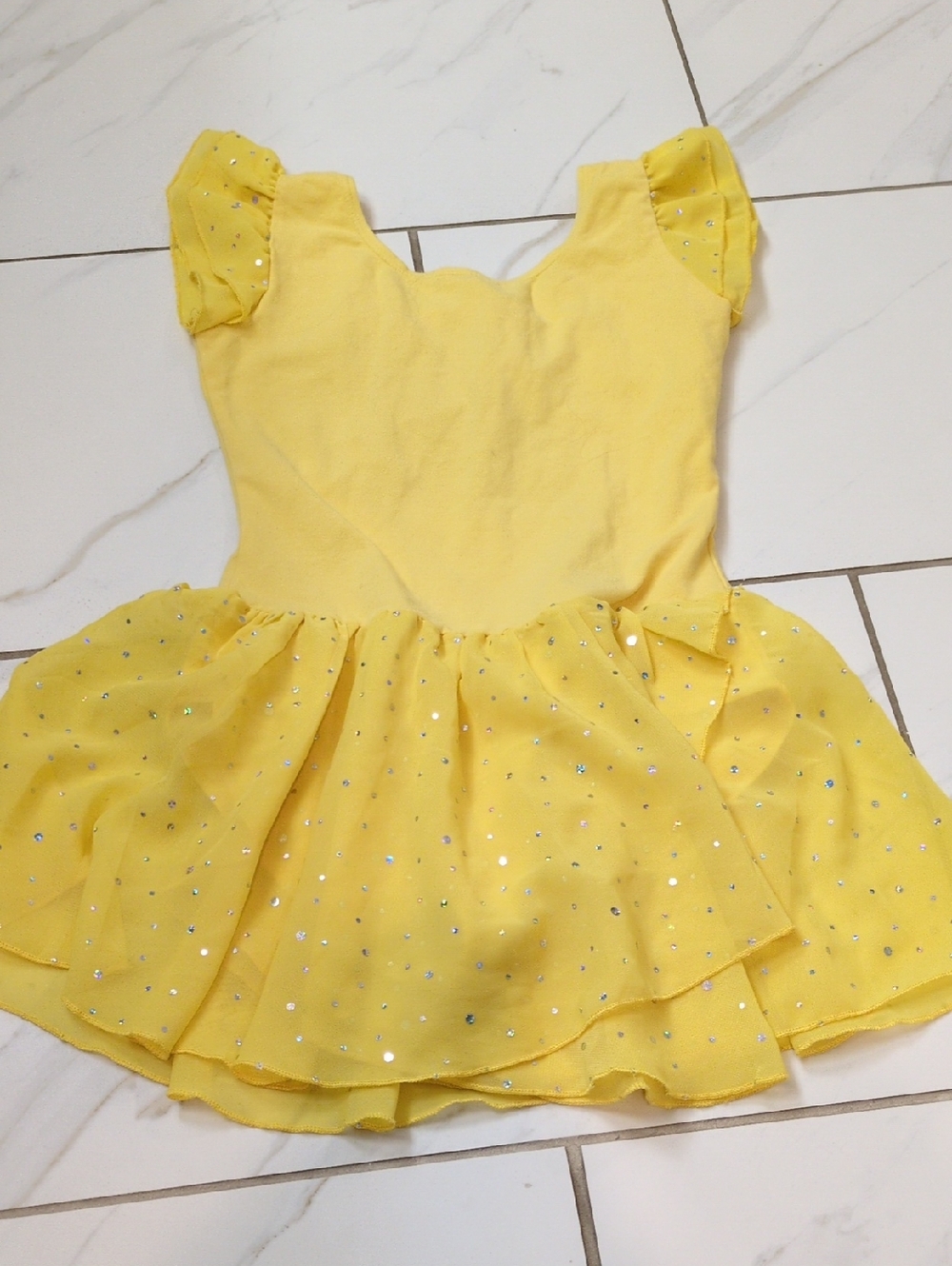 Yellow Sparkle Girls' Dance Costume Dress- Size xl
